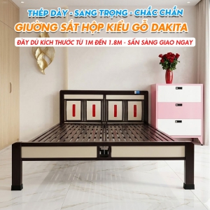 Giường Sắt Kiểu Gỗ Cao Cấp DAKITA Sang Trọng Nhiều Kích Thước
