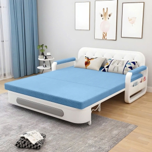 Ghế Sofa Giường DAKITA DKB-915-Xanh Thiên Thanh Có hộc tủ - Giường Ngủ Thông Minh Gấp Thành Sofa [ Vải thoáng mát]