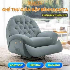[Màu Xám] Ghế Thư Giãn Bập Bênh Xoay DAKITA Phiên Bản Chỉnh Cơ