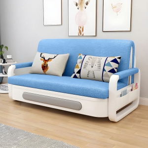 Ghế Sofa Giường DAKITA DKB-910-Xanh Thiên Thanh Có hộc tủ - Giường Ngủ Thông Minh Gấp Thành Sofa [ Vải thoáng mát]