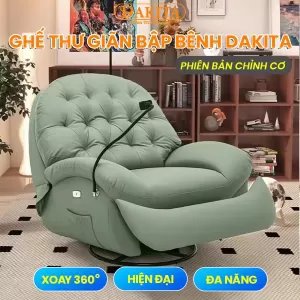 [Màu Kem] Ghế Thư Giãn Bập Bênh Xoay DAKITA Phiên Bản Chỉnh Cơ