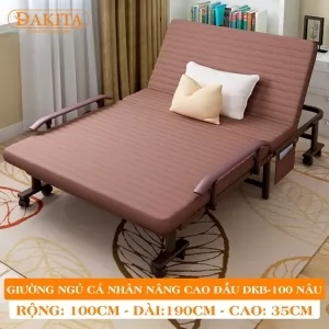 [Rộng 100cm] Giường Ngủ Cá Nhân Có Nệm Xếp Gọn DAKITA DKB-100 NÂU 