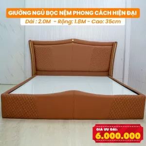 [Rộng 1.8m – Màu Cam] Giường Ngủ Bọc Nệm DAKITA Phong Cách Hiện Đại