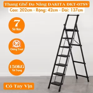 [7 BẬC - SIÊU CAO]. Thang Ghế Đa Năng DAKITA DKT-07SV – Chữ A 2.02m