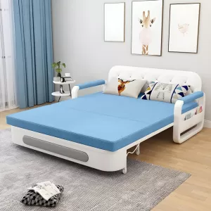 Ghế Sofa Giường DAKITA DKB-915-Xanh Thiên Thanh Có hộc tủ - Giường Ngủ Thông Minh Gấp Thành Sofa [ Vải thoáng mát]