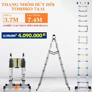 Thang rút đôi chữ A TOSHIKO 74AI [Chữ A: 3.7m Duỗi 7.4m] 