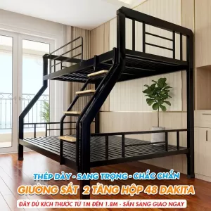 [Nhiều Kích Thước] Giường Sắt Hai Tầng Hộp 48 DAKITA
