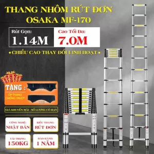 Thang Nhôm Rút Đơn OSAKA MF-170 (7m) [SIÊU CAO - CỨNG CÁP - AN TOÀN TUYỆT ĐỐI] 