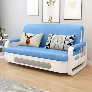 Ghế Sofa Giường DAKITA DKB-910-Xanh Thiên Thanh Có hộc tủ - Giường Ngủ Thông Minh Gấp Thành Sofa [ Vải thoáng mát]