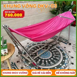 Khung võng INOX đế vuông Đức Lợi DKV-03 [ĐẾ VUÔNG KHÔNG NẢY - INOX 100%]