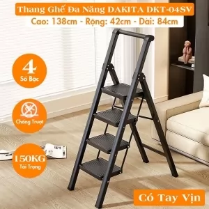 [4 BẬC - TAY VỊN AN TOÀN] Thang Ghế Đa Năng DAKITA DKT-04SV – Chữ A 0.94m