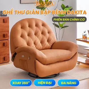 [Màu Cam] Ghế Thư Giãn Bập Bênh Xoay DAKITA Phiên Bản Chỉnh Cơ