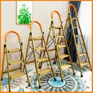Thang Nhôm Ghế Vàng Tay Vịn Bản To DAKITA GOLD, Khung Nhôm 100% Sơn Tĩnh Điện