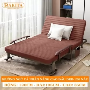 [Rộng 120cm] Giường Ngủ Cá Nhân Có Nệm Xếp Gọn DAKITA DKB-120 Nâu