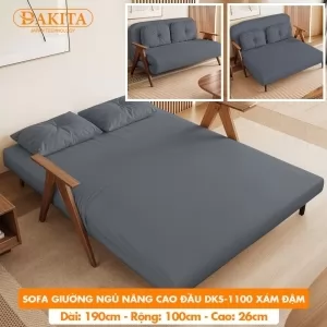 Giường Ngủ Thành Ghế DAKITA DKS-1100 - Màu Xám Đậm - Giường Ngủ Có Nệm Xếp Gọn Đa Năng (Rộng 100cm) 