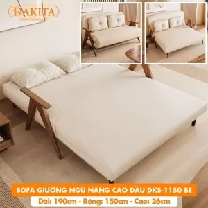 [Rộng 150cm] Giường Ngủ Thành Ghế DAKITA DKS-1150 - Màu Be