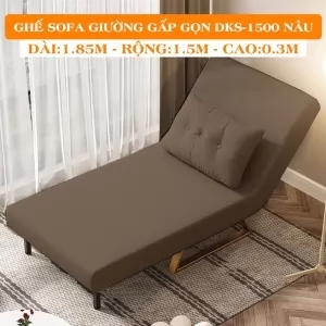 Ghế Sofa Giường Đa Năng DAKITA DKS-1500 Nâu. [Chất Liệu Vải Nhung - Khung Thép Chịu Tải 400kg]