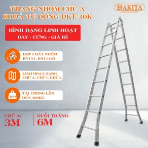 Thang Nhôm Chữ A Khóa Tự Động DAKITA DKT-30K [ THANG DÀY CỨNG DUỖI 6M]